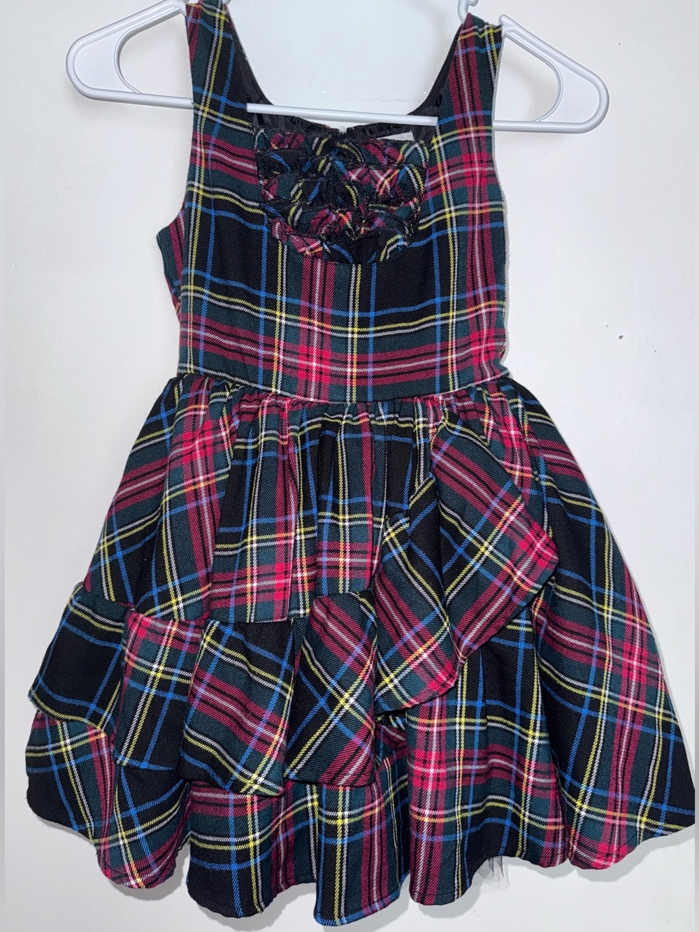 Girls harajuku mini target Plaid Ruffle Dress - red & Black 7/8